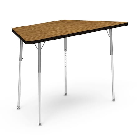 Virco 25.81 in. W, 60 in. L, 22-30 in. H, Medium Oak Top / Black Edge 48TRAP60